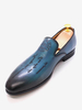 Scarpe da ballo da uomo in pelle di mucca con punta tonda e mocassini