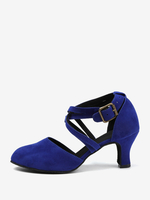 Scarpe da ballo latino blu con punta tonda Scarpe da ballo da sala