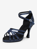 Scarpe da ballo latino blu navy scuro con punta rotonda e strass Scarpe da ballo da sala
