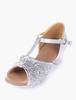 Scarpe da Ballo Latino con Tacco 3 CM Scarpe da Danza per Bambini Sandali da Ballo per Bambini con Paillettes Scarpe da Ballo Professionali-2 Colori