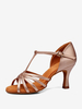 Scarpe da ballo latino in pelle sintetica con punta tonda color carne