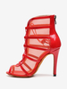 Scarpe da ballo latino rosse con punta aperta e strass Scarpe da ballo da sala