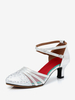 Scarpe da ballo latino Scarpe da ballo con punta arrotondata in rete argentata