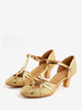 Scarpe da ballo latino Scarpe da ballo con punta tonda in tessuto con paillettes dorate