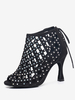 Scarpe da ballo latino Scarpe da ballo con tomaia in micro pelle scamosciata argento punta tonda strass
