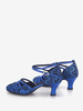 Scarpe da ballo latino Scarpe da ballo da sala con fibbia blu e punta tonda