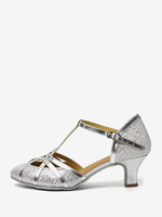 Scarpe da ballo latino Scarpe da ballo da sala con fibbia e punta tonda argento