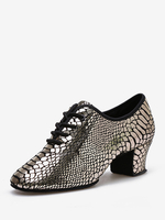 Scarpe da ballo latino Scarpe da ballo in pelle PU con punta tonda argento