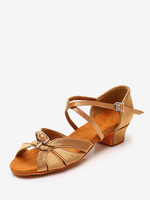 Scarpe da ballo latino Scarpe da ballo in pelle PU con punta tonda marrone chiaro