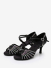 Scarpe da ballo latino Scarpe da ballo in poliestere nero con punta tonda e strass