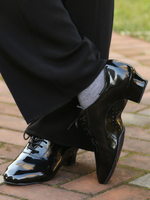 Scarpe da ballo latino Scarpe da ballo nere con punta tonda in pelle PU