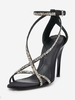 Scarpe da ballo nere Sandali con cinturino con strass e tacco alto da donna