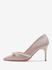 Scarpe da ballo rosa Scarpe da damigella donore con dettagli di perle e punta a punta in raso