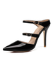 Scarpe da donna con mule a punta nera con fibbia a punta