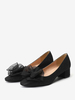 Scarpe da donna con tacco medio-basso Slip-On con fiocchi Décolleté con punta quadrata Tacco grosso Carriera da ufficio Nero