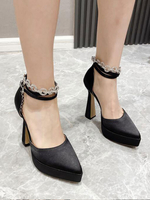 Scarpe da festa con tacchi ad alto tacco black punta di punta di strass per le scarpe da ballo di strass