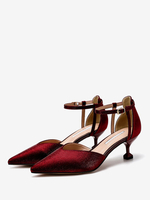 Scarpe da festa con tacco alto Scarpe da ballo con strass a punta bordeaux