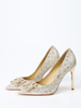 Scarpe da festa con tacco alto Scarpe da ballo con strass a punta glitterate