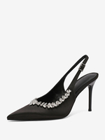 Scarpe da festa con tacco alto Scarpe da ballo con strass a punta nere