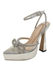 Scarpe da festa con tacco alto Scarpe da ballo con strass argento a punta