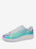 Scarpe da ginnastica da donna con punta tonda in pelle PU bianca (<1") Scarpe casual