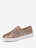 Scarpe da ginnastica da donna con punta tonda in tessuto con paillettes color champagne scarpe casual piatte (<1")