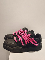 Scarpe da ginnastica da skate nere da donna con punta rotonda e lacci scarpe casual