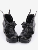 Scarpe da Lolita nere rotondo tacco largo zeppa 5cm 