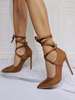 Scarpe da sera con tacco alto Scarpe da sera stringate con tacco a spillo e punta a punta marrone caffè