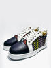 Scarpe da skate con lacci e punta rotonda stampate in vernice nera da uomo casual