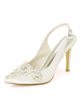 Scarpe da sposa bianche Scarpe da sposa con tacco a spillo e punta a punta in raso