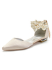 Scarpe da sposa champagne Scarpe da sposa piatte in raso con punta a punta e perle