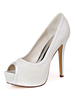 Scarpe da sposa con plateau e punta aperta ricamate in pizzo avorio