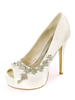 Scarpe da sposa con plateau Scarpe da sposa Strass in raso avorio Punta aperta Tacco a spillo
