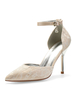 Scarpe da sposa con tacco alto Scarpe da sposa con cinturino alla caviglia con strass color champagne con cinturino alla caviglia