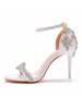 Scarpe da sposa da donna con strass PU Leather Open Toe Scarpe da sposa con tacco a spillo