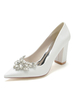 Scarpe da sposa da donna con strass; scarpe a punta; con tacco grosso; scarpe da sposa