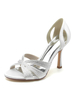 Scarpe da sposa da donna con strass; scarpe da sposa con tacco a spillo in seta e raso