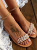 Scarpe da sposa da donna con strass Scarpe da sposa piatte aperte in pelle PU
