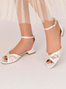 Scarpe da sposa da donna con strass; scarpe da sposa piatte con punta aperta in pizzo
