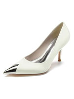Scarpe da sposa da donna Dettagli in metallo Scarpe da sposa con tacco a spillo a punta in raso