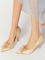 Scarpe da sposa da donna Fiori Scarpe da sposa con tacco a spillo a punta in raso