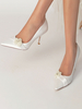 Scarpe da sposa da donna Fiori Scarpe da sposa con tacco a spillo a punta in raso