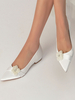 Scarpe da sposa da donna Fiori Scarpe da sposa piatte a punta in raso