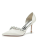 Scarpe da sposa da donna Pearls Satin Pointed Toe Stiletto Heel Shoes Bridal Shoes