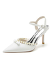 Scarpe da sposa da donna Perle Tessuto con paillettes Scarpe a punta Tacco a spillo Scarpe da sposa