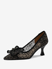 Scarpe da sposa da donna Pizzo nero Punta a punta Fiocchi Tacco a rocchetto Scarpe da sposa