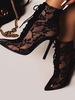 Scarpe da sposa da donna Pizzo nero Punta a punta Strass Tacco a spillo Scarpe da sposa