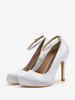Scarpe da sposa da donna Scarpe da sposa con tacco a calice punta tonda argento satinato