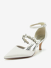 Scarpe da sposa da donna Scarpe da sposa con tacco a spillo in raso avorio a punta con strass